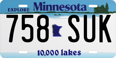 MN license plate 758SUK