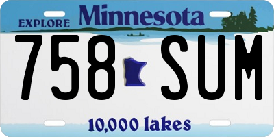 MN license plate 758SUM