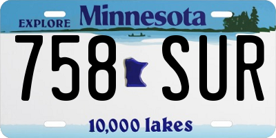 MN license plate 758SUR