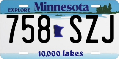 MN license plate 758SZJ