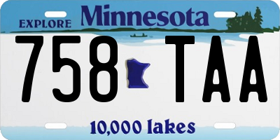 MN license plate 758TAA