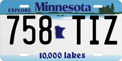 MN license plate 758TIZ