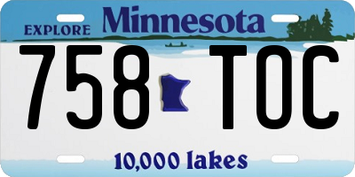 MN license plate 758TOC