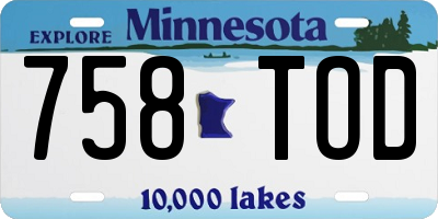 MN license plate 758TOD