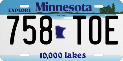 MN license plate 758TOE