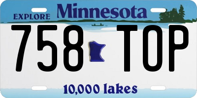 MN license plate 758TOP