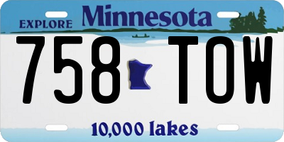 MN license plate 758TOW