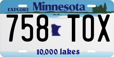 MN license plate 758TOX