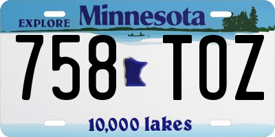 MN license plate 758TOZ