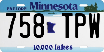 MN license plate 758TPW