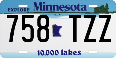 MN license plate 758TZZ