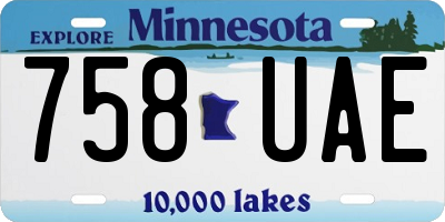MN license plate 758UAE