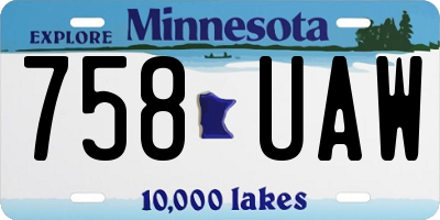 MN license plate 758UAW