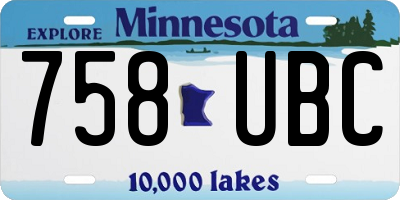 MN license plate 758UBC
