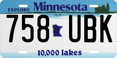 MN license plate 758UBK