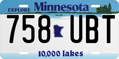 MN license plate 758UBT