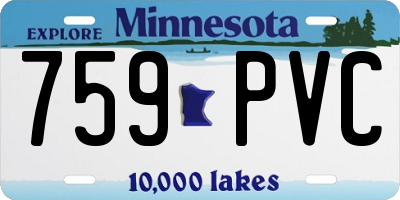 MN license plate 759PVC