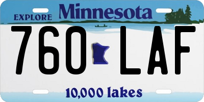 MN license plate 760LAF