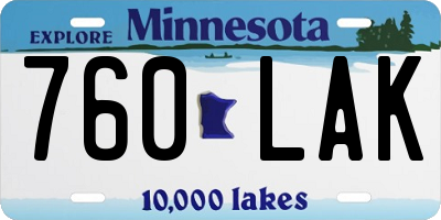 MN license plate 760LAK