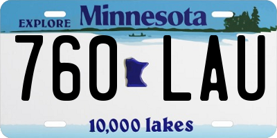 MN license plate 760LAU