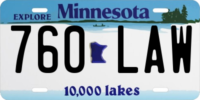 MN license plate 760LAW