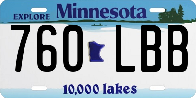MN license plate 760LBB