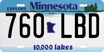 MN license plate 760LBD