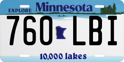 MN license plate 760LBI