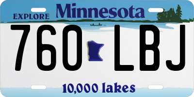 MN license plate 760LBJ