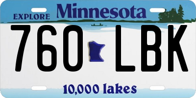 MN license plate 760LBK