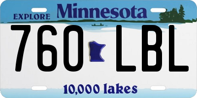 MN license plate 760LBL