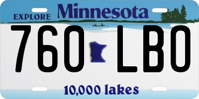 MN license plate 760LBO