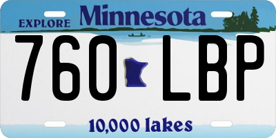 MN license plate 760LBP