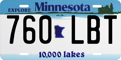 MN license plate 760LBT