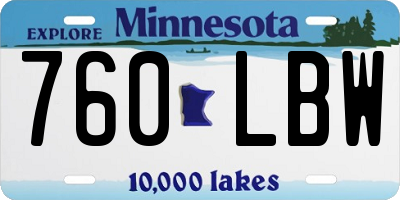 MN license plate 760LBW
