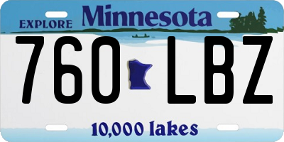 MN license plate 760LBZ