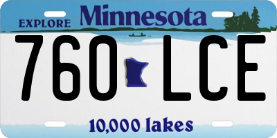 MN license plate 760LCE