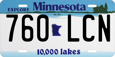 MN license plate 760LCN