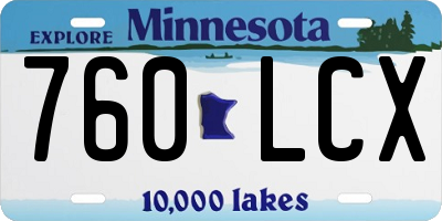 MN license plate 760LCX