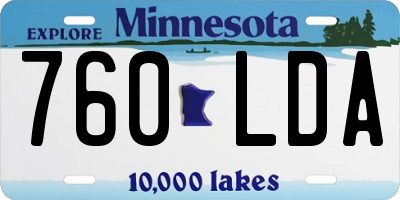 MN license plate 760LDA