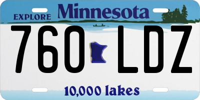 MN license plate 760LDZ