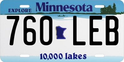 MN license plate 760LEB