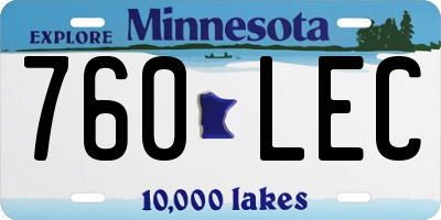 MN license plate 760LEC
