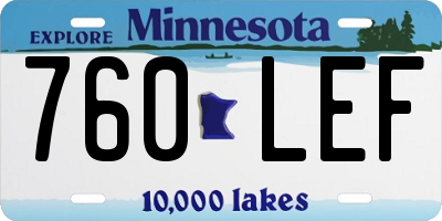 MN license plate 760LEF