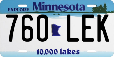 MN license plate 760LEK