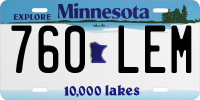 MN license plate 760LEM