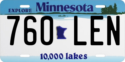MN license plate 760LEN