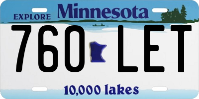 MN license plate 760LET