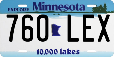 MN license plate 760LEX