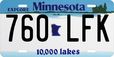 MN license plate 760LFK